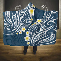 Plumeria With Blue Polynesian Tattoo Pattern Hooded Blanket LT05 - Polynesian Pride