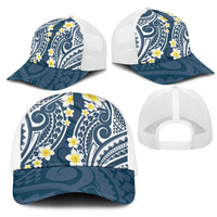 Plumeria With Blue Polynesian Tattoo Pattern Mesh Trucker Cap LT05 - Polynesian Pride