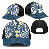 Plumeria With Blue Polynesian Tattoo Pattern Mesh Trucker Cap LT05 - Polynesian Pride
