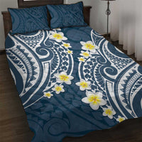 Plumeria With Blue Polynesian Tattoo Pattern Quilt Bed Set LT05 Blue - Polynesian Pride