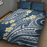 Plumeria With Blue Polynesian Tattoo Pattern Quilt Bed Set LT05 - Polynesian Pride