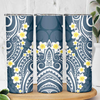 Plumeria With Blue Polynesian Tattoo Pattern Skinny Tumbler LT05 - Polynesian Pride