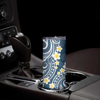 Plumeria With Blue Polynesian Tattoo Pattern Skinny Tumbler LT05 - Polynesian Pride