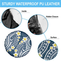 Plumeria With Blue Polynesian Tattoo Pattern Spare Tire Cover LT05 - Polynesian Pride