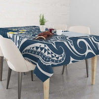 Plumeria With Blue Polynesian Tattoo Pattern Tablecloth LT05 - Polynesian Pride