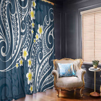 Plumeria With Blue Polynesian Tattoo Pattern Window Curtain LT05 - Polynesian Pride