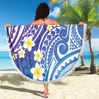Plumeria With Galaxy Polynesian Tattoo Pattern Beach Blanket