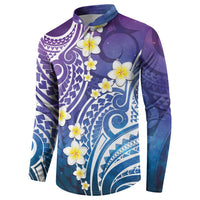 Plumeria With Galaxy Polynesian Tattoo Pattern Button Sweatshirt LT05 - Polynesian Pride