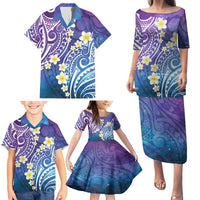 Plumeria With Galaxy Polynesian Tattoo Pattern Family Matching Puletasi and Hawaiian Shirt LT05 - Polynesian Pride