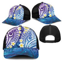 Plumeria With Galaxy Polynesian Tattoo Pattern Mesh Trucker Cap LT05 - Polynesian Pride
