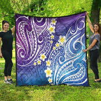 Plumeria With Galaxy Polynesian Tattoo Pattern Quilt