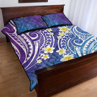 Plumeria With Galaxy Polynesian Tattoo Pattern Quilt Bed Set LT05 - Polynesian Pride