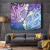 Plumeria With Galaxy Polynesian Tattoo Pattern Tapestry