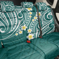 Plumeria With Teal Polynesian Tattoo Pattern Back Car Seat Cover