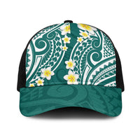 Plumeria With Teal Polynesian Tattoo Pattern Baseball Net Cap LT05 One Size Black Teal - Polynesian Pride