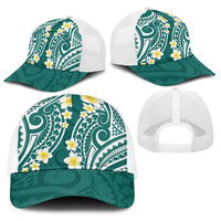 Plumeria With Teal Polynesian Tattoo Pattern Baseball Net Cap LT05 - Polynesian Pride