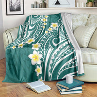 Plumeria With Teal Polynesian Tattoo Pattern Blanket LT05 Teal - Polynesian Pride