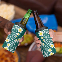 Plumeria With Teal Polynesian Tattoo Pattern 4 in 1 Can Cooler Tumbler