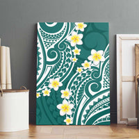 Plumeria With Teal Polynesian Tattoo Pattern Canvas Wall Art LT05 - Polynesian Pride