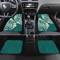 Plumeria With Teal Polynesian Tattoo Pattern Car Mats LT05 Set 4pcs Teal - Polynesian Pride