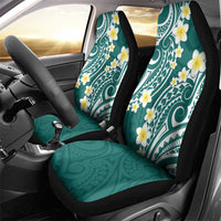 Plumeria With Teal Polynesian Tattoo Pattern Car Seat Cover