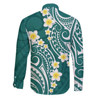 Plumeria With Teal Polynesian Tattoo Pattern Family Matching Short Sleeve Bodycon Dress and Hawaiian Shirt LT05 - Polynesian Pride