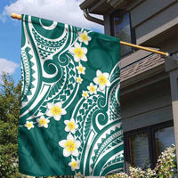 Plumeria With Teal Polynesian Tattoo Pattern Garden Flag LT05 - Polynesian Pride
