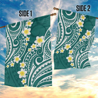 Plumeria With Teal Polynesian Tattoo Pattern Garden Flag LT05 - Polynesian Pride