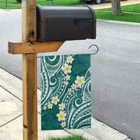 Plumeria With Teal Polynesian Tattoo Pattern Garden Flag LT05 - Polynesian Pride
