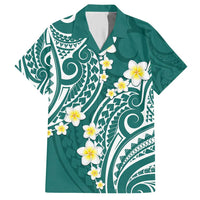 Plumeria With Teal Polynesian Tattoo Pattern Hawaiian Shirt LT05 Teal - Polynesian Pride