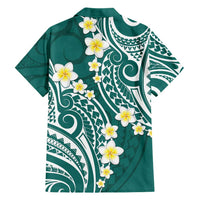 Plumeria With Teal Polynesian Tattoo Pattern Hawaiian Shirt LT05 - Polynesian Pride