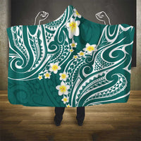 Plumeria With Teal Polynesian Tattoo Pattern Hooded Blanket LT05 - Polynesian Pride