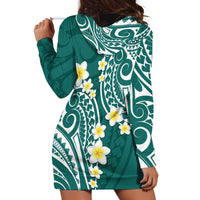Plumeria With Teal Polynesian Tattoo Pattern Hoodie Dress LT05 - Polynesian Pride
