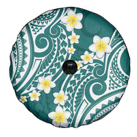 Plumeria With Teal Polynesian Tattoo Pattern Spare Tire Cover LT05 - Polynesian Pride