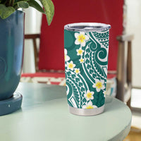 Plumeria With Teal Polynesian Tattoo Pattern Tumbler Cup LT05 - Polynesian Pride