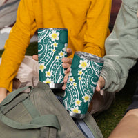 Plumeria With Teal Polynesian Tattoo Pattern Tumbler Cup LT05 - Polynesian Pride