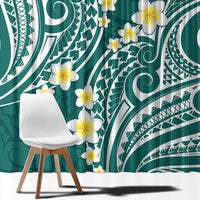 Plumeria With Teal Polynesian Tattoo Pattern Window Curtain LT05 - Polynesian Pride