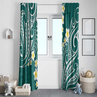 Plumeria With Teal Polynesian Tattoo Pattern Window Curtain LT05 - Polynesian Pride