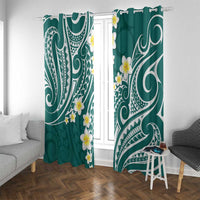 Plumeria With Teal Polynesian Tattoo Pattern Window Curtain LT05 With Grommets Teal - Polynesian Pride