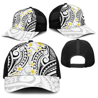 Plumeria With White Polynesian Tattoo Pattern Baseball Net Cap LT05 - Polynesian Pride