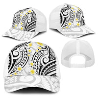 Plumeria With White Polynesian Tattoo Pattern Baseball Net Cap LT05 - Polynesian Pride