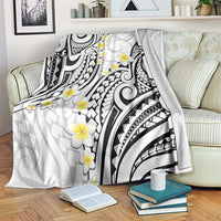 Plumeria With White Polynesian Tattoo Pattern Blanket LT05 White - Polynesian Pride