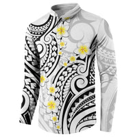 Plumeria With White Polynesian Tattoo Pattern Button Sweatshirt LT05 - Polynesian Pride