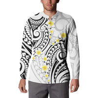 Plumeria With White Polynesian Tattoo Pattern Button Sweatshirt LT05 - Polynesian Pride