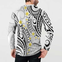 Plumeria With White Polynesian Tattoo Pattern Button Sweatshirt LT05 - Polynesian Pride