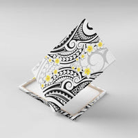Plumeria With White Polynesian Tattoo Pattern Canvas Wall Art LT05 With Frame White - Polynesian Pride