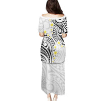 Plumeria With White Polynesian Tattoo Pattern Family Matching Puletasi and Hawaiian Shirt LT05 - Polynesian Pride