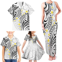 Plumeria With White Polynesian Tattoo Pattern Family Matching Tank Maxi Dress and Hawaiian Shirt LT05 - Polynesian Pride