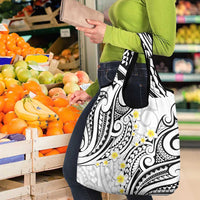 Plumeria With White Polynesian Tattoo Pattern Grocery Bag LT05 - Polynesian Pride