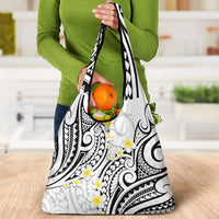 Plumeria With White Polynesian Tattoo Pattern Grocery Bag LT05 - Polynesian Pride